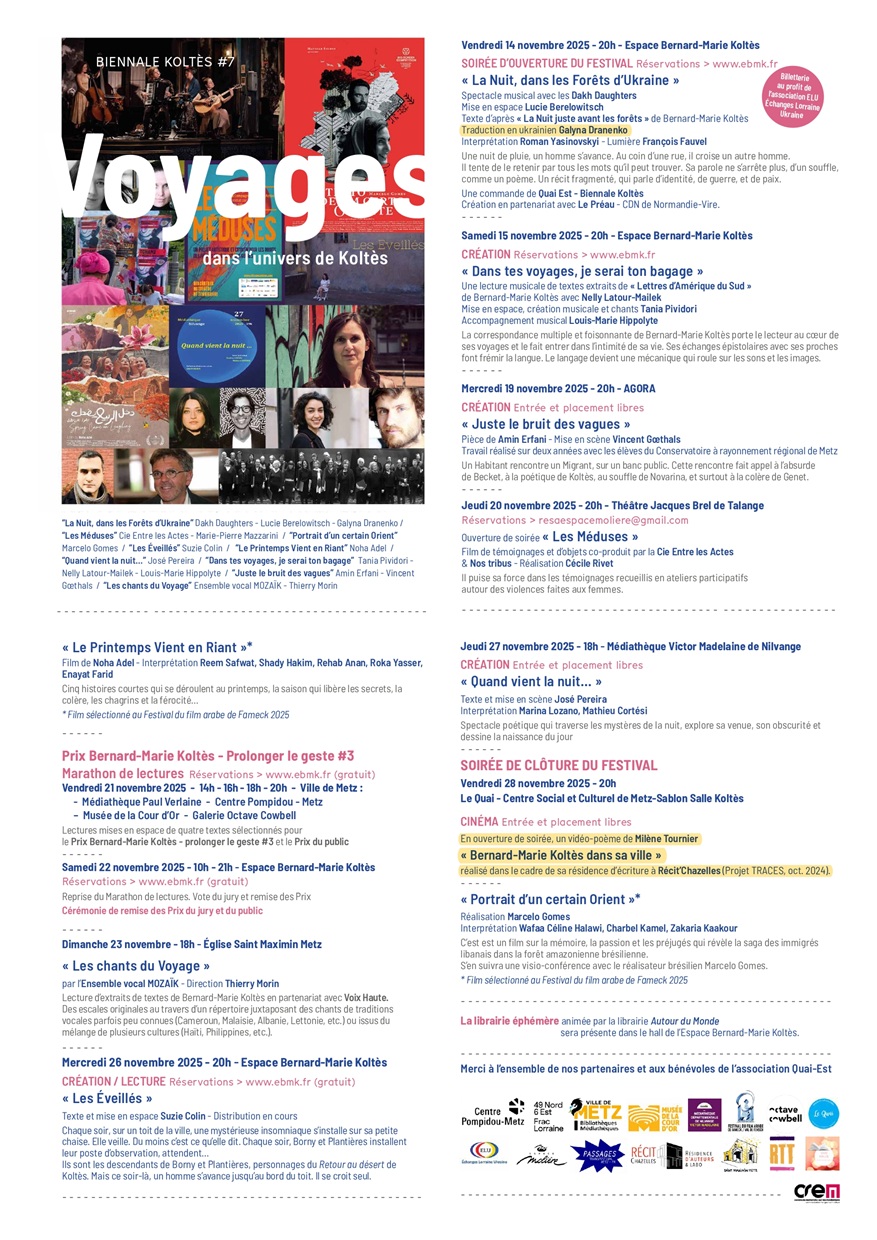 programme flyer de la manifestation