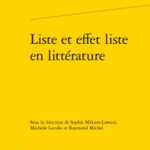 Couverture : Liste et effet liste en littérature