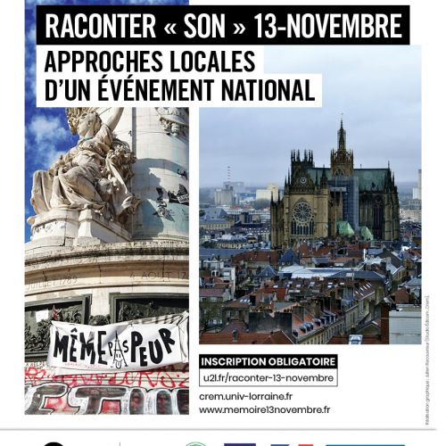 Affiche de la journée. Image de la place de la République à Paris et de la cathédrale de Metz