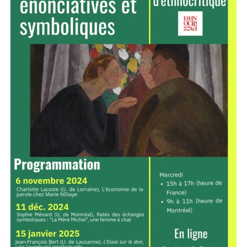 affiche programme des atelier d'ethnocritique 2024-2025 Transactions énonciatives et symboliques