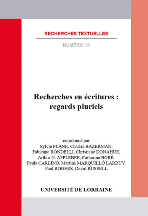 Couverture Recherches en écritures : regards pluriels